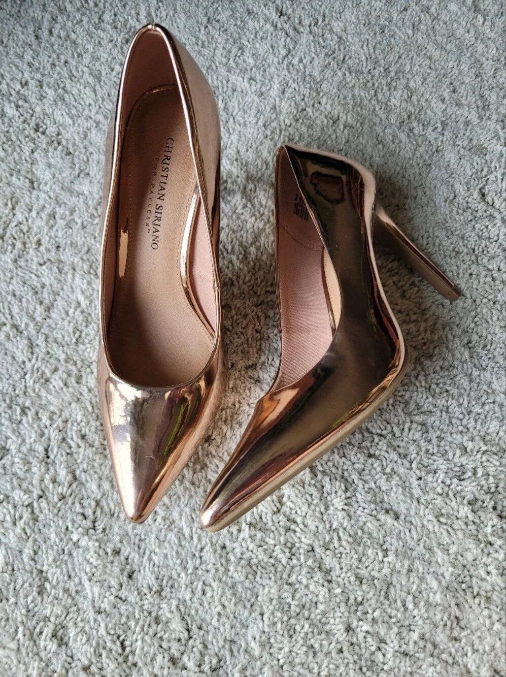 Women’s Metallic Rose Gold Pointed-Toe Pumps 4